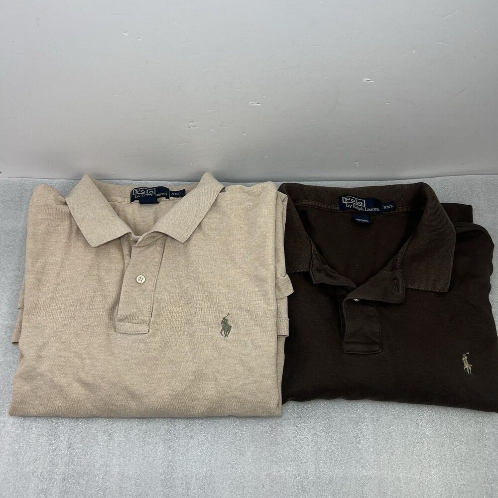 2 Polo Ralph Lauren Polo Shirt Long Sleeves Men’s Sz XXL Coal & Gray